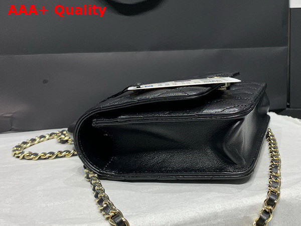 Chanel Wallet On Chain Black Lambskin Gold Tone Metal AP2844 Replica