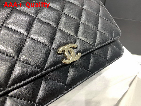 Chanel Wallet On Chain Black Lambskin Gold Tone Metal AP2844 Replica