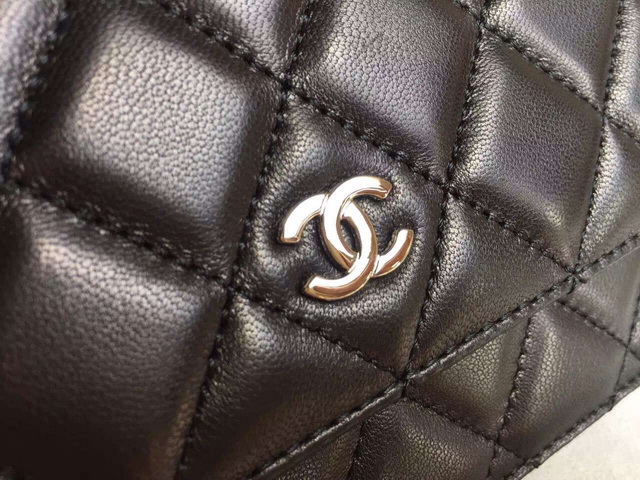 Chanel Wallet On Chain Black Lambskin Silver Hardware for Sale