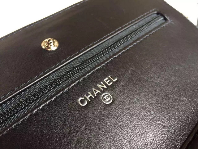 Chanel Wallet On Chain Black Lambskin Silver Hardware for Sale