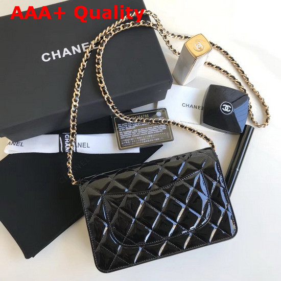 Chanel Wallet On Chain Black Patent Leather Replica