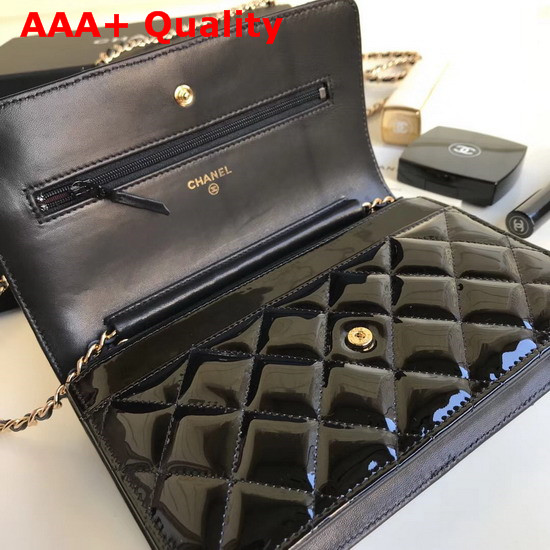 Chanel Wallet On Chain Black Patent Leather Replica