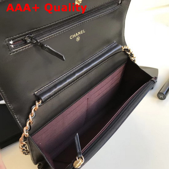 Chanel Wallet On Chain Black Patent Leather Replica