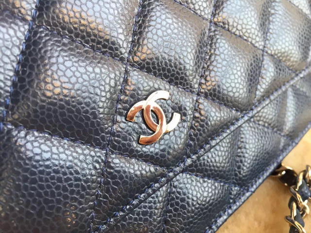 Chanel Wallet On Chain Blue Caviar Silver Hardware for Sale