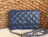 Chanel Wallet On Chain Blue Caviar Silver Hardware for Sale