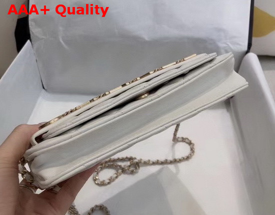 Chanel Wallet On Chain Calfskin and Gold Tone Metal White AP1234 Replica