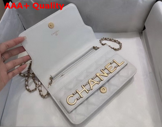 Chanel Wallet On Chain Calfskin and Gold Tone Metal White AP1234 Replica