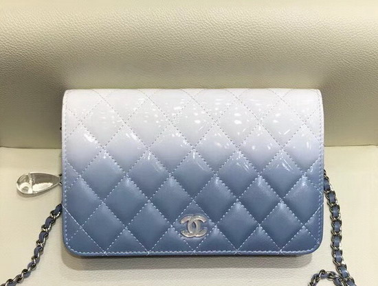 Chanel Wallet On Chain Calfskin and Patent Calfskin Blue and White