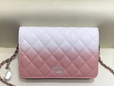 Chanel Wallet On Chain Calfskin and Patent Calfskin Pink and White