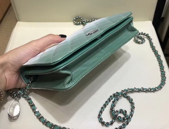 Chanel Wallet On Chain Calfskin and Patent Calfskin Turquoise and White