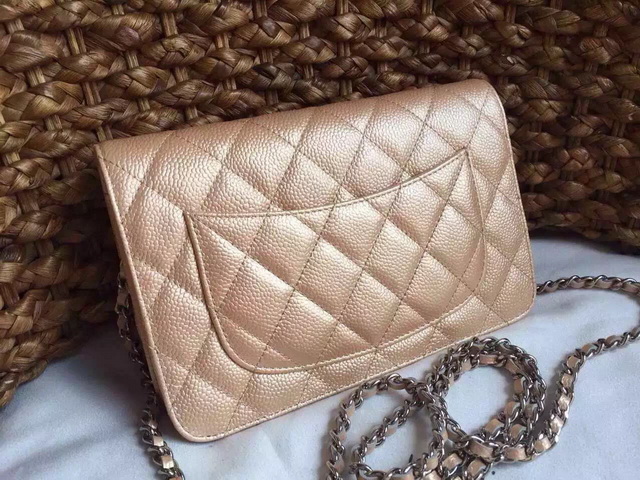 Chanel Wallet On Chain Champagne Caviar Silver Hardwares for Sale