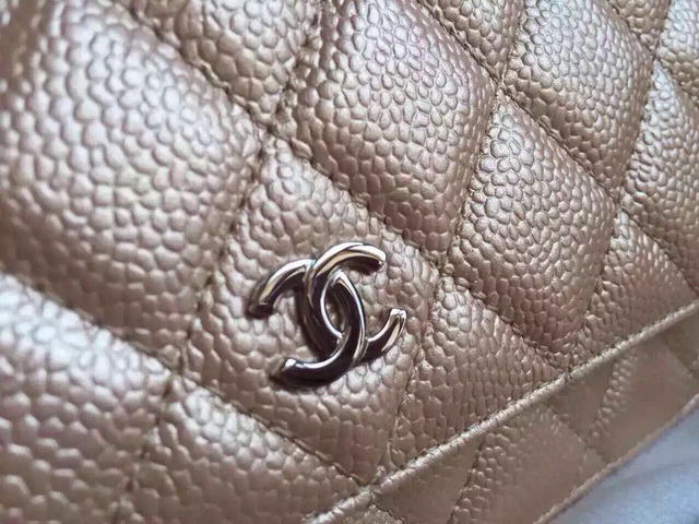 Chanel Wallet On Chain Champagne Caviar Silver Hardwares for Sale