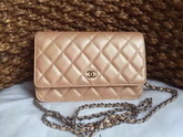 Chanel Wallet On Chain Champagne Caviar Silver Hardwares for Sale