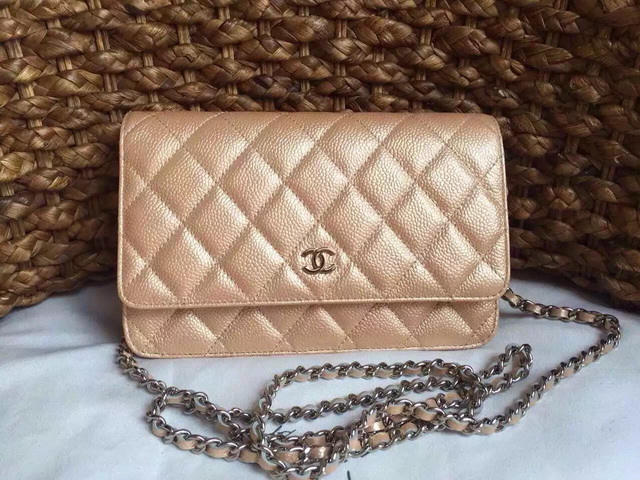 Chanel Wallet On Chain Champagne Caviar Silver Hardwares for Sale