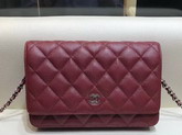 Chanel Wallet On Chain Grain Leather Burgundy