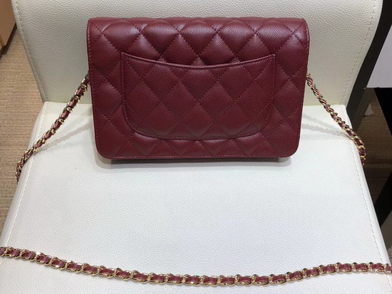 Chanel Wallet On Chain Grain Leather Burgundy