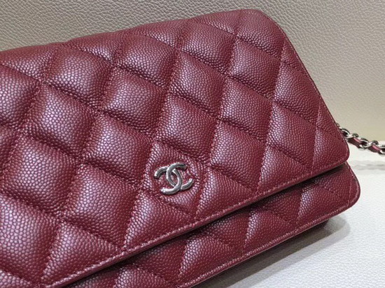 Chanel Wallet On Chain Grain Leather Burgundy