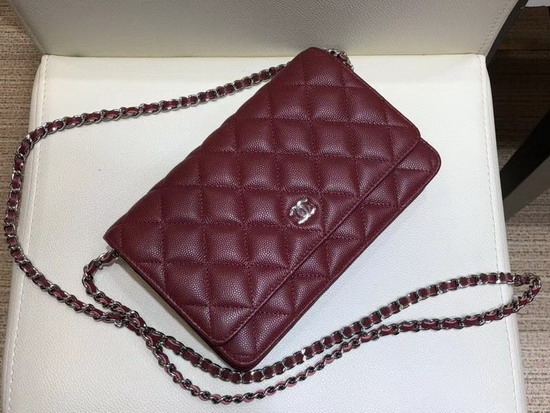 Chanel Wallet On Chain Grain Leather Burgundy