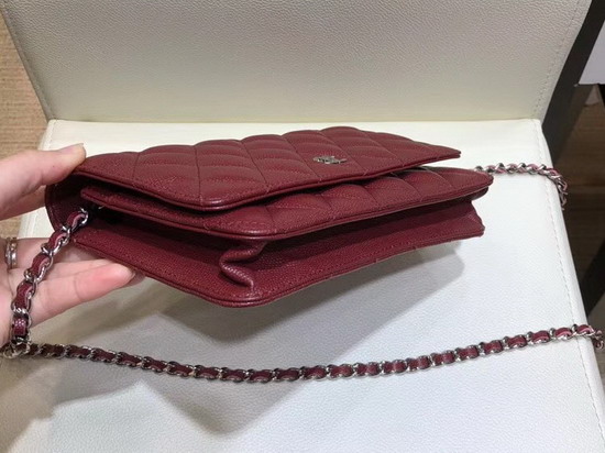 Chanel Wallet On Chain Grain Leather Burgundy