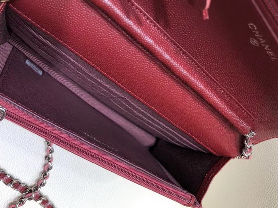 Chanel Wallet On Chain Grain Leather Burgundy