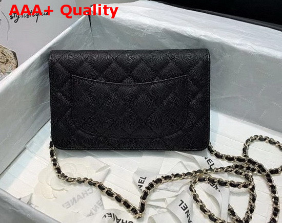 Chanel Wallet On Chain Grained Calfskin Gold Metal Black AP1794 Replica