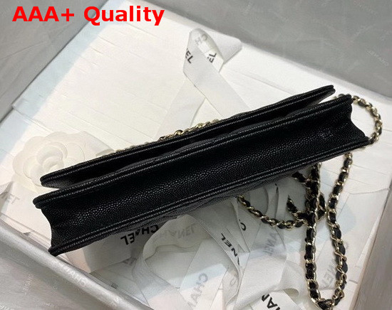 Chanel Wallet On Chain Grained Calfskin Gold Metal Black AP1794 Replica