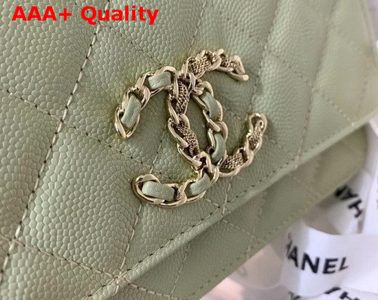 Chanel Wallet On Chain Grained Calfskin Gold Metal Green AP1794 Replica