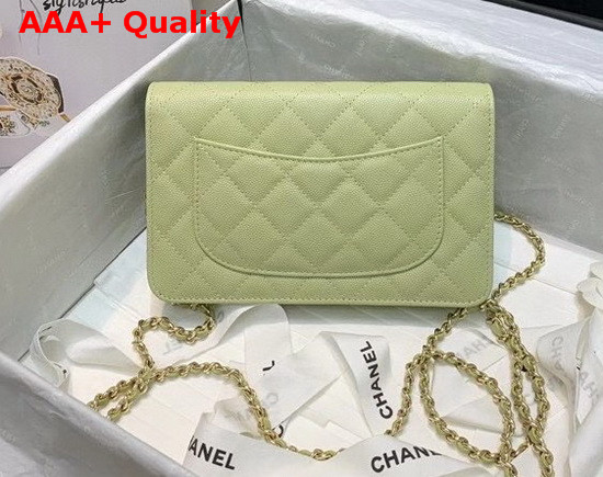 Chanel Wallet On Chain Grained Calfskin Gold Metal Green AP1794 Replica