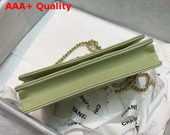 Chanel Wallet On Chain Grained Calfskin Gold Metal Green AP1794 Replica