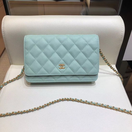 Chanel Wallet On Chain Grained Calfskin Turquoise