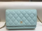 Chanel Wallet On Chain Grained Calfskin Turquoise