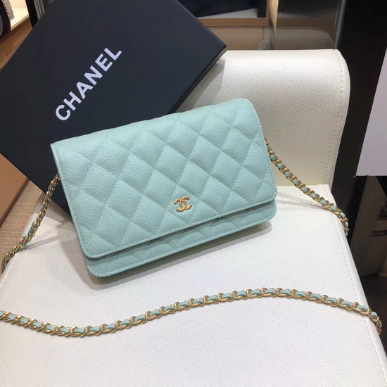 Chanel Wallet On Chain Grained Calfskin Turquoise