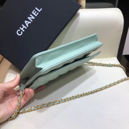 Chanel Wallet On Chain Grained Calfskin Turquoise