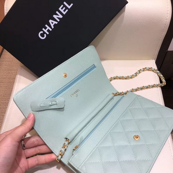 Chanel Wallet On Chain Grained Calfskin Turquoise