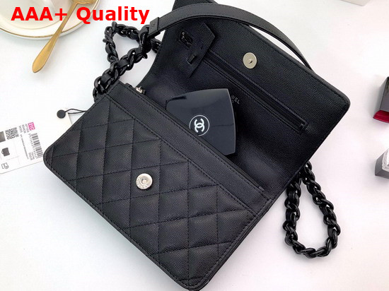 Chanel Wallet On Chain Grained Calfskin and Lacquered Metal Black AP1954 Replica