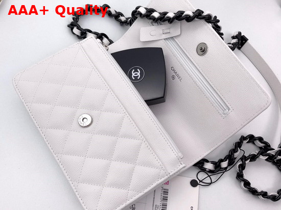 Chanel Wallet On Chain Grained Calfskin and Lacquered Metal White AP1954 Replica