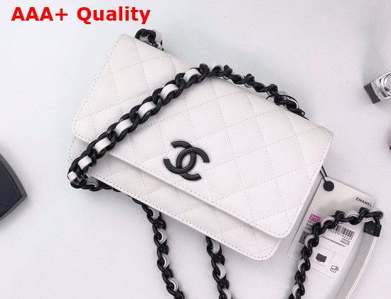 Chanel Wallet On Chain Grained Calfskin and Lacquered Metal White AP1954 Replica