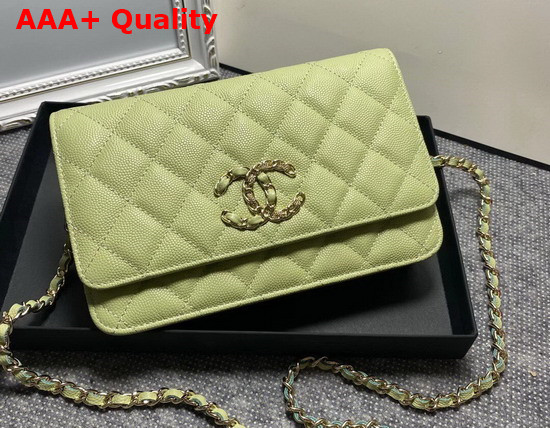 Chanel Wallet On Chain Green Grained Calfskin Replica