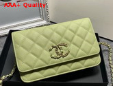 Chanel Wallet On Chain Green Grained Calfskin Replica