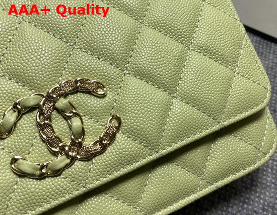 Chanel Wallet On Chain Green Grained Calfskin Replica