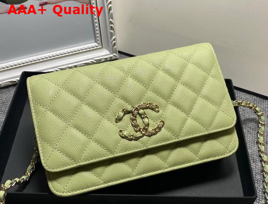 Chanel Wallet On Chain Green Grained Calfskin Replica