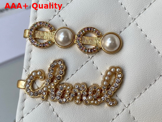 Chanel Wallet On Chain Lambskin Glass Pearls Imitation Pearls Strass Gold Silver Ruthenium Finish Metal White Ref AP2508 Replica