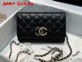 Chanel Wallet On Chain Lambskin Gold Metal Black AP1794 Replica