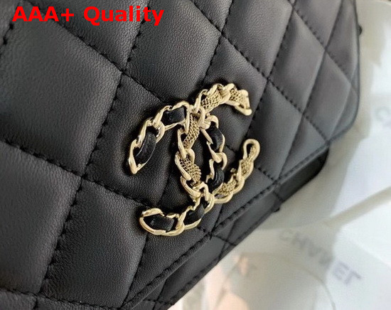 Chanel Wallet On Chain Lambskin Gold Metal Black AP1794 Replica