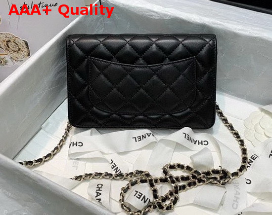 Chanel Wallet On Chain Lambskin Gold Metal Black AP1794 Replica