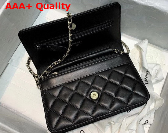 Chanel Wallet On Chain Lambskin Gold Metal Black AP1794 Replica