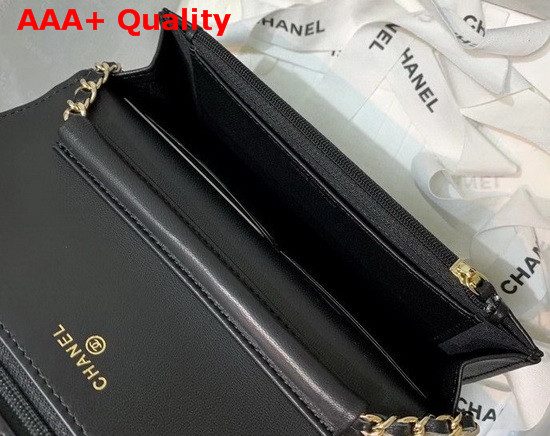 Chanel Wallet On Chain Lambskin Gold Metal Black AP1794 Replica