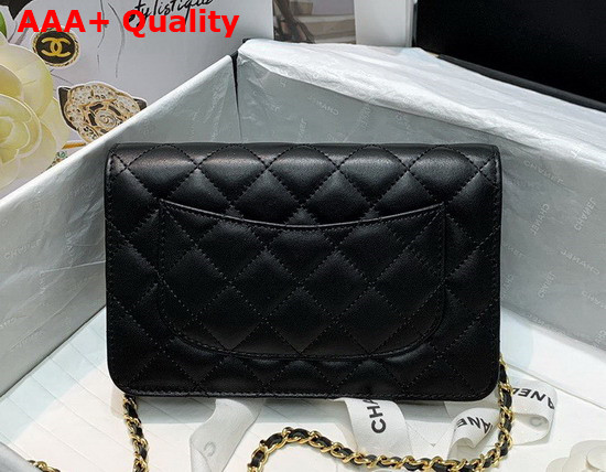 Chanel Wallet On Chain Lambskin Zirconium Gold Tone Metal Black AP1943 Replica