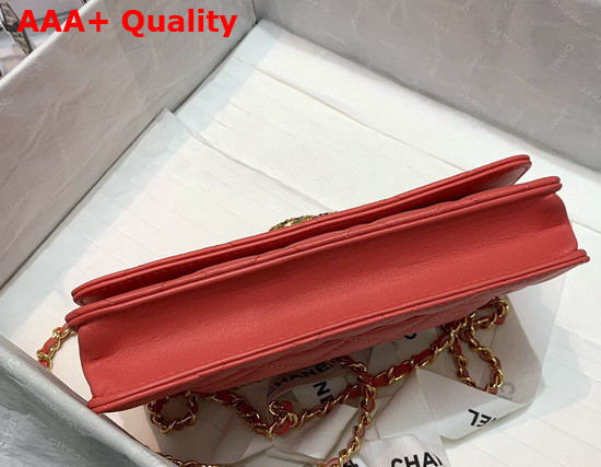 Chanel Wallet On Chain Lambskin Zirconium Gold Tone Metal Coral AP1943 Replica