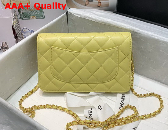 Chanel Wallet On Chain Lambskin Zirconium Gold Tone Metal Yellow AP1943 Replica